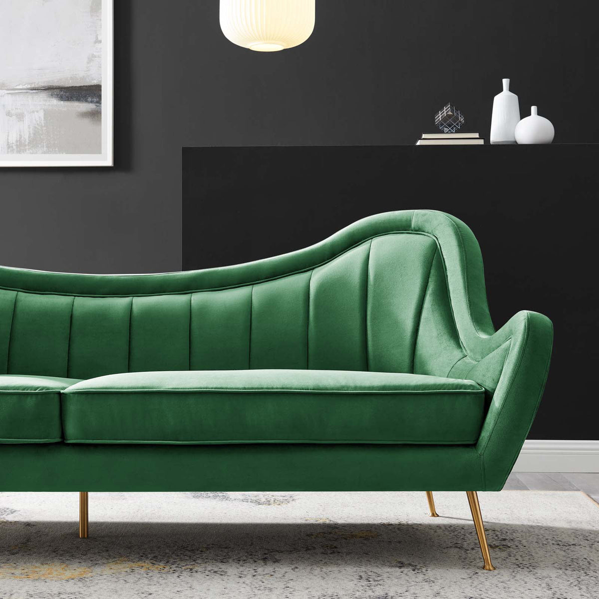 Emerald Channel Tufted Performance Velvet Sofa A57672