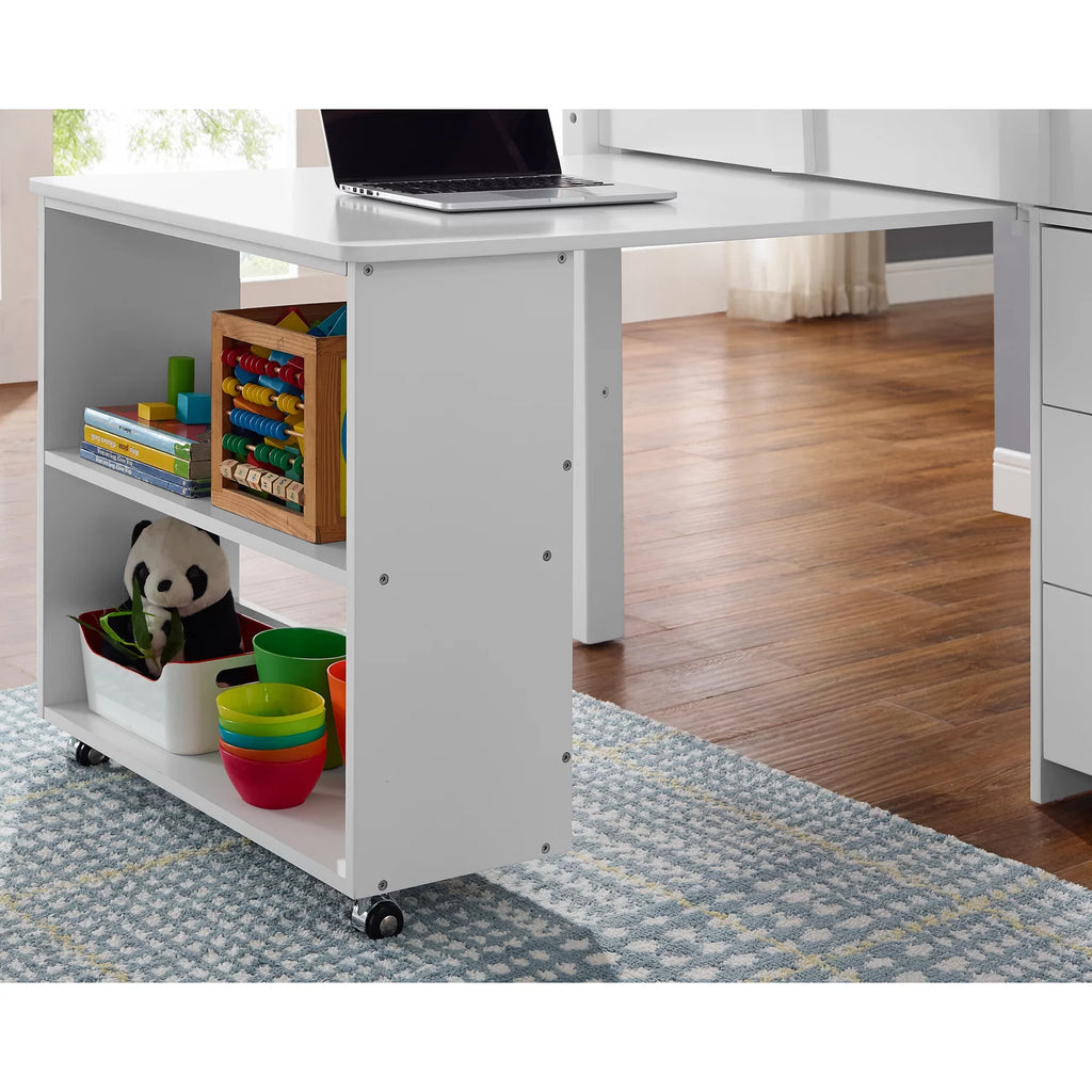 Twin Low Loft Bed with Desk, White E32561