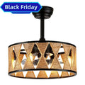 Rustic Caged Ceiling Fan with Lights and Remote V704819