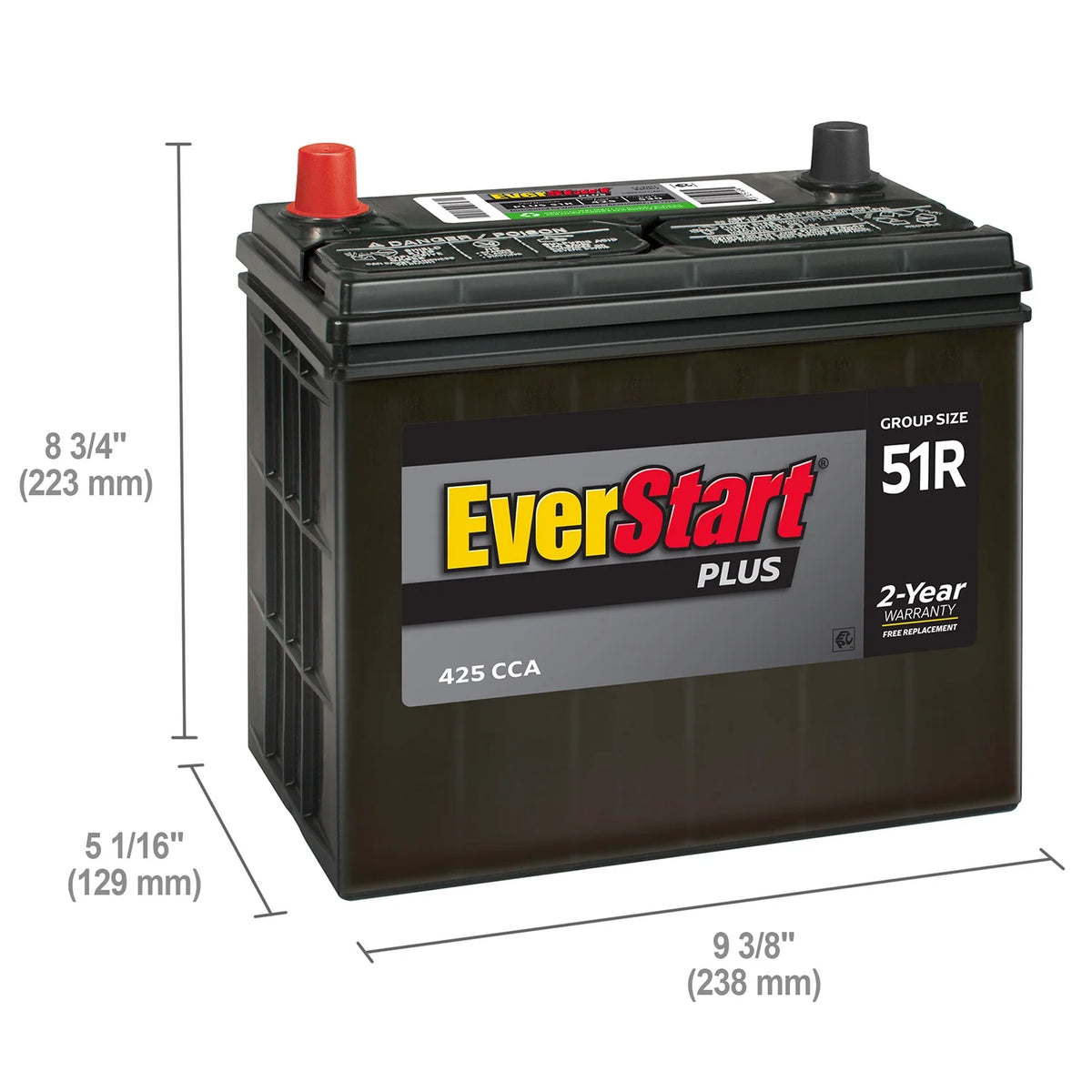 Lead Acid Automotive Battery Group Size 51R 12 Volt 425 CCA F89330