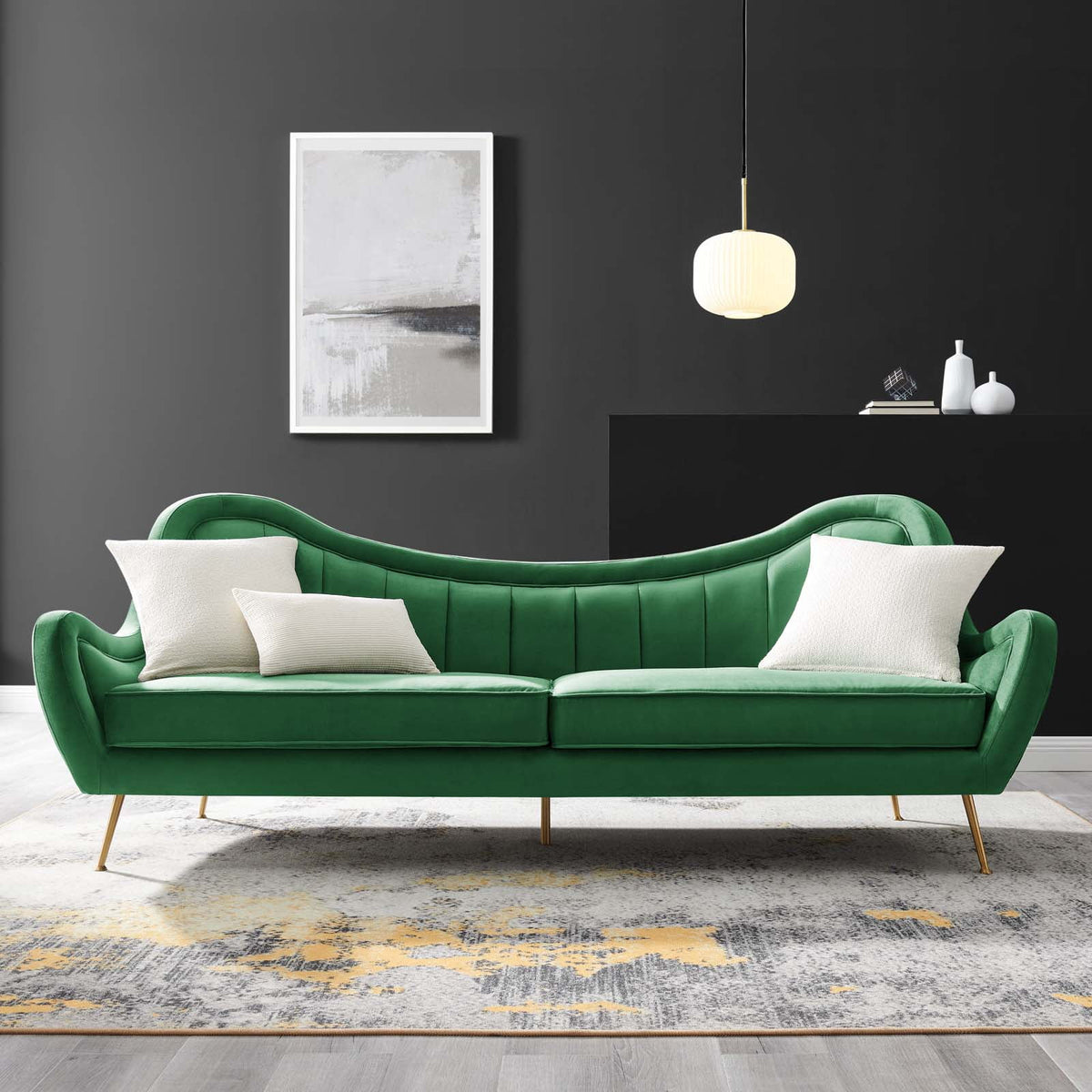 Emerald Channel Tufted Performance Velvet Sofa A57672
