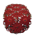 Christmas Table Runner with Red Cutwork Poinsettias, 34 x 15 inches T278