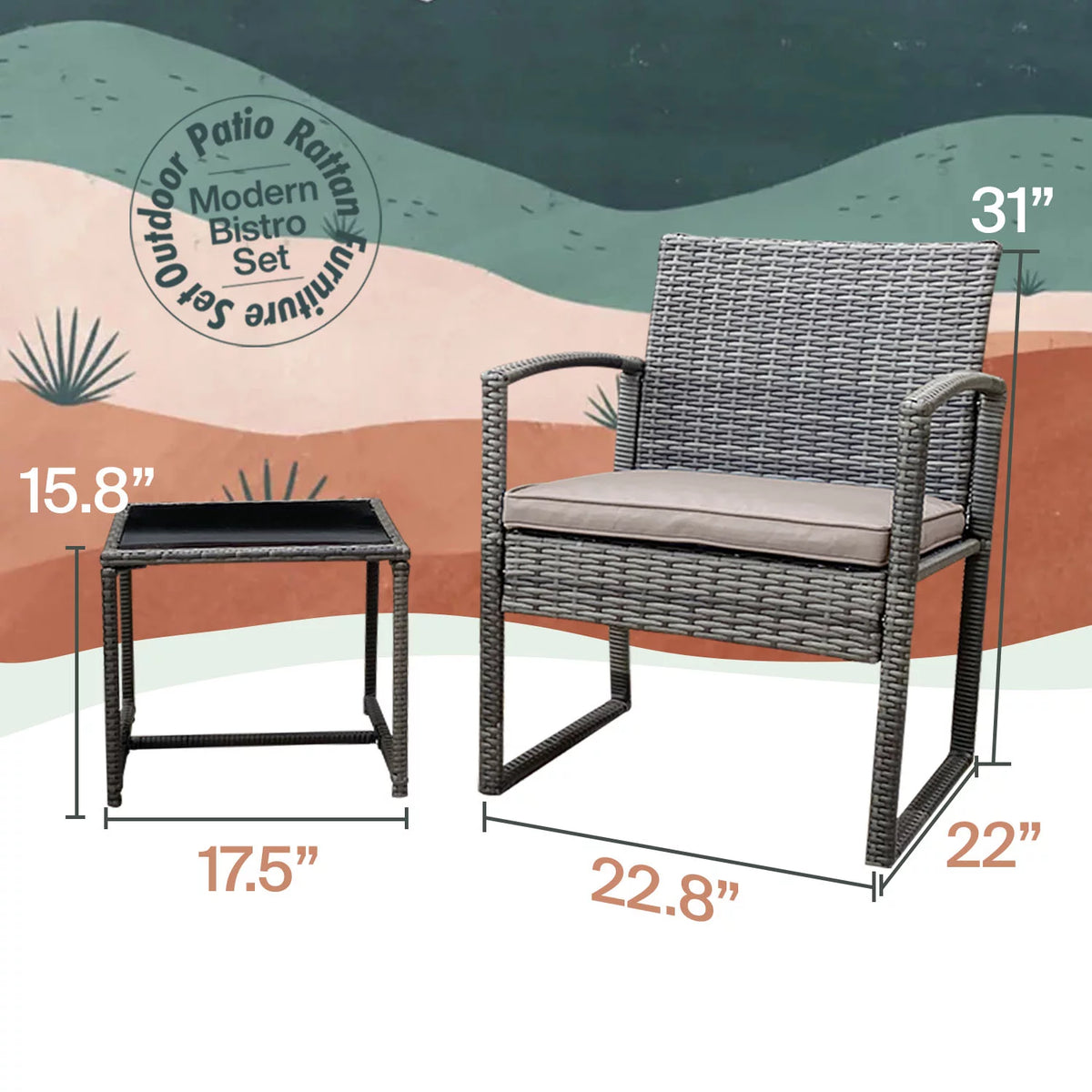 3-Piece Rattan Outdoor Coffee Table Set W4074