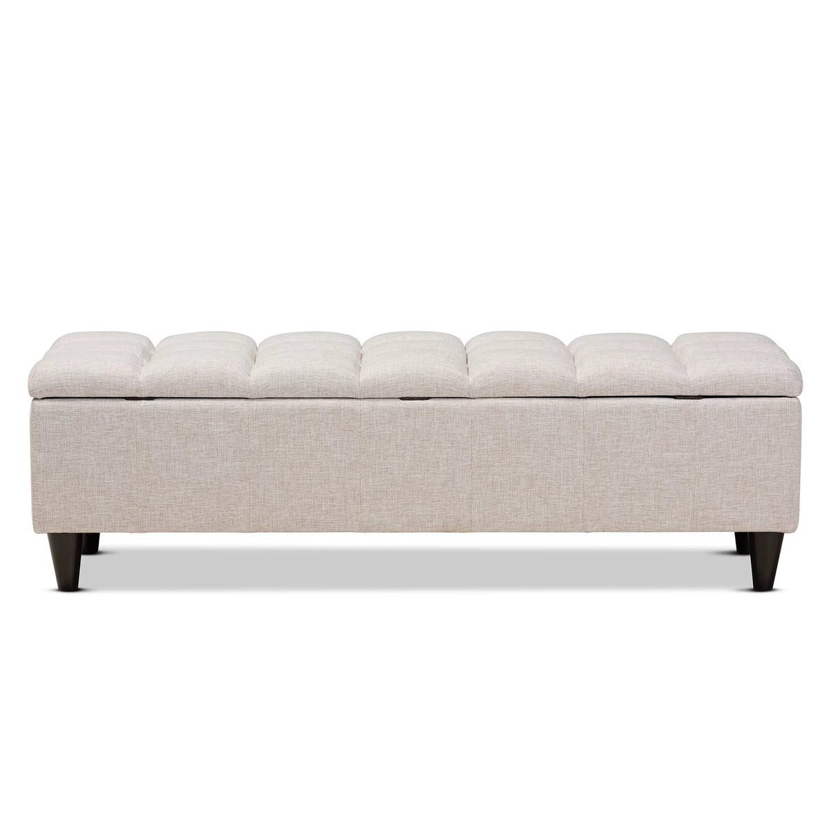 Beige Fabric Upholstered Wood Storage Bench Ottoman O87498