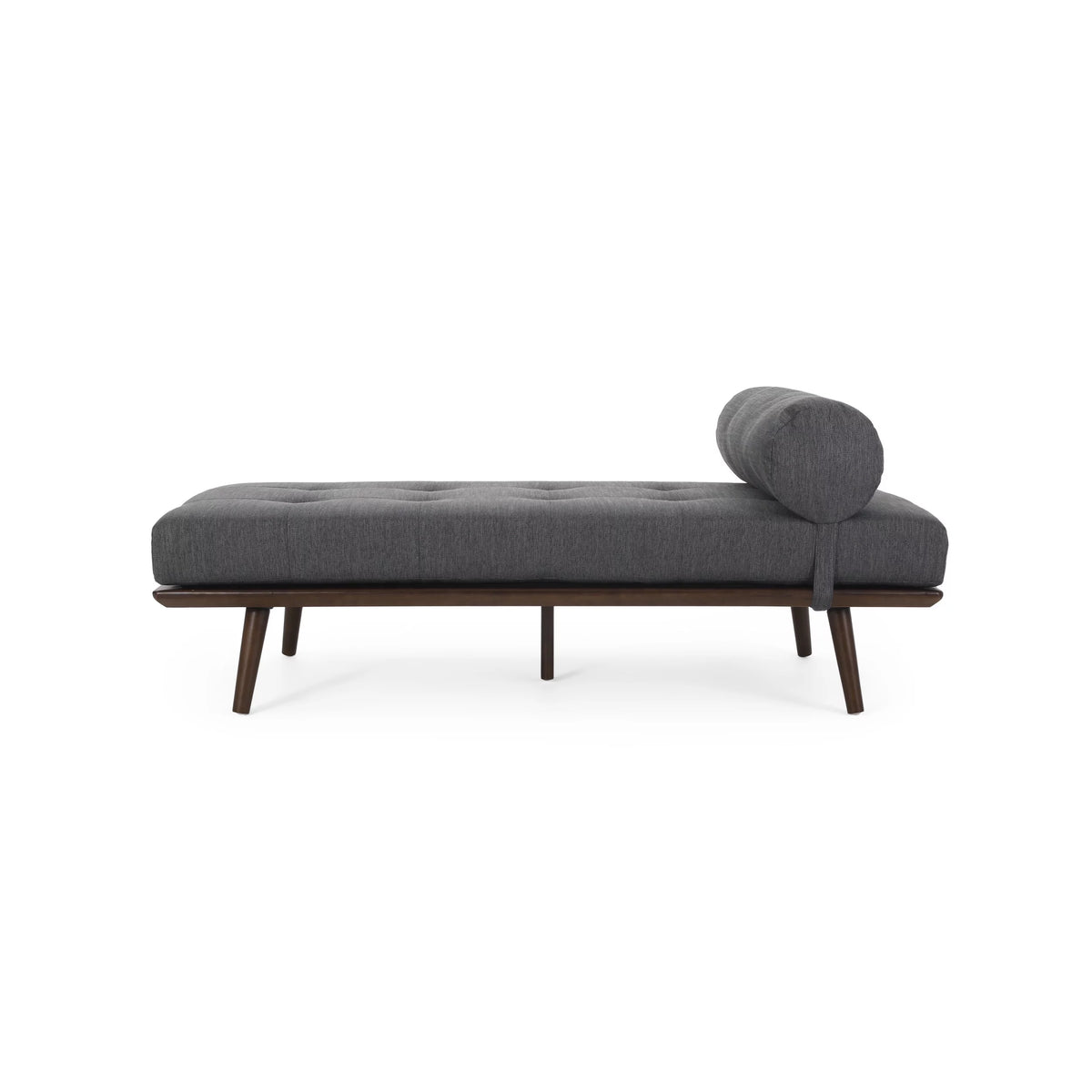 Charcoal Fabric Tufted Chaise Lounge with Bolster Pillow N570