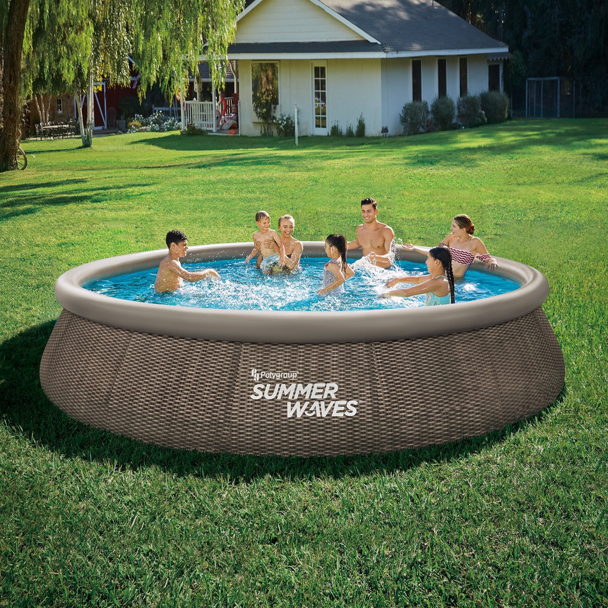15 ft Dark Double Rattan Round Pool M856