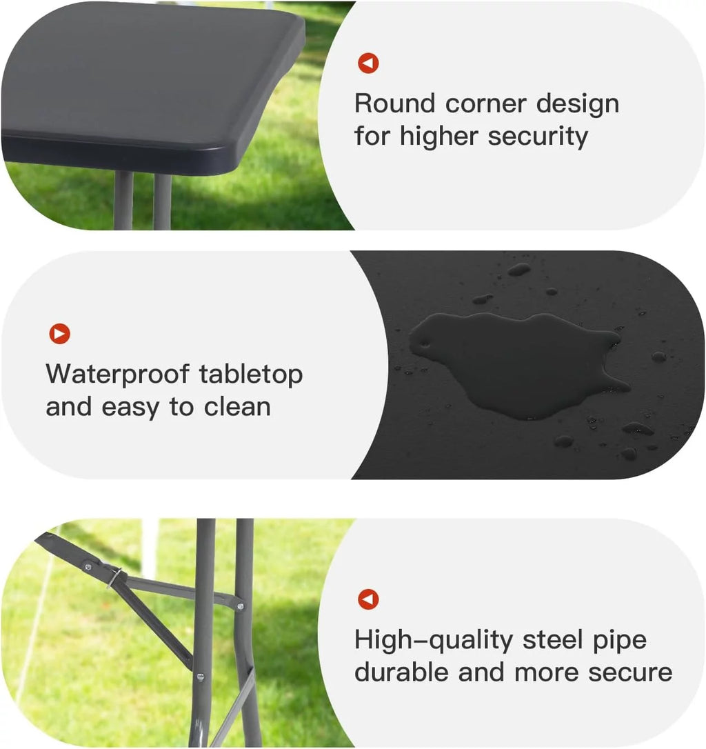 Black 6ft Plastic Folding Table with Carrying Handle K1050