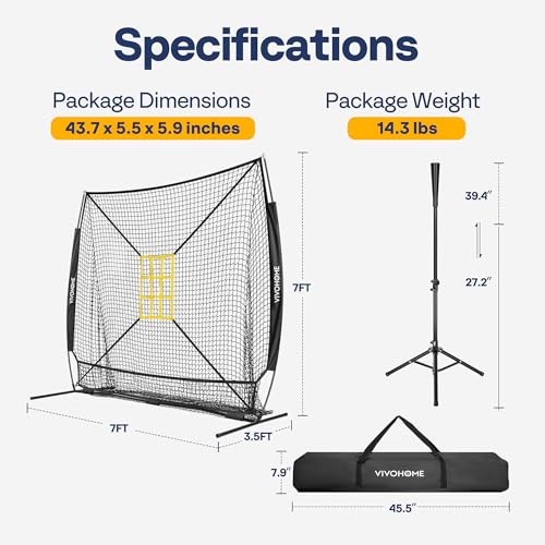 7 x 7 ft Baseball Softball Hitting Net with Carry Bag K2829