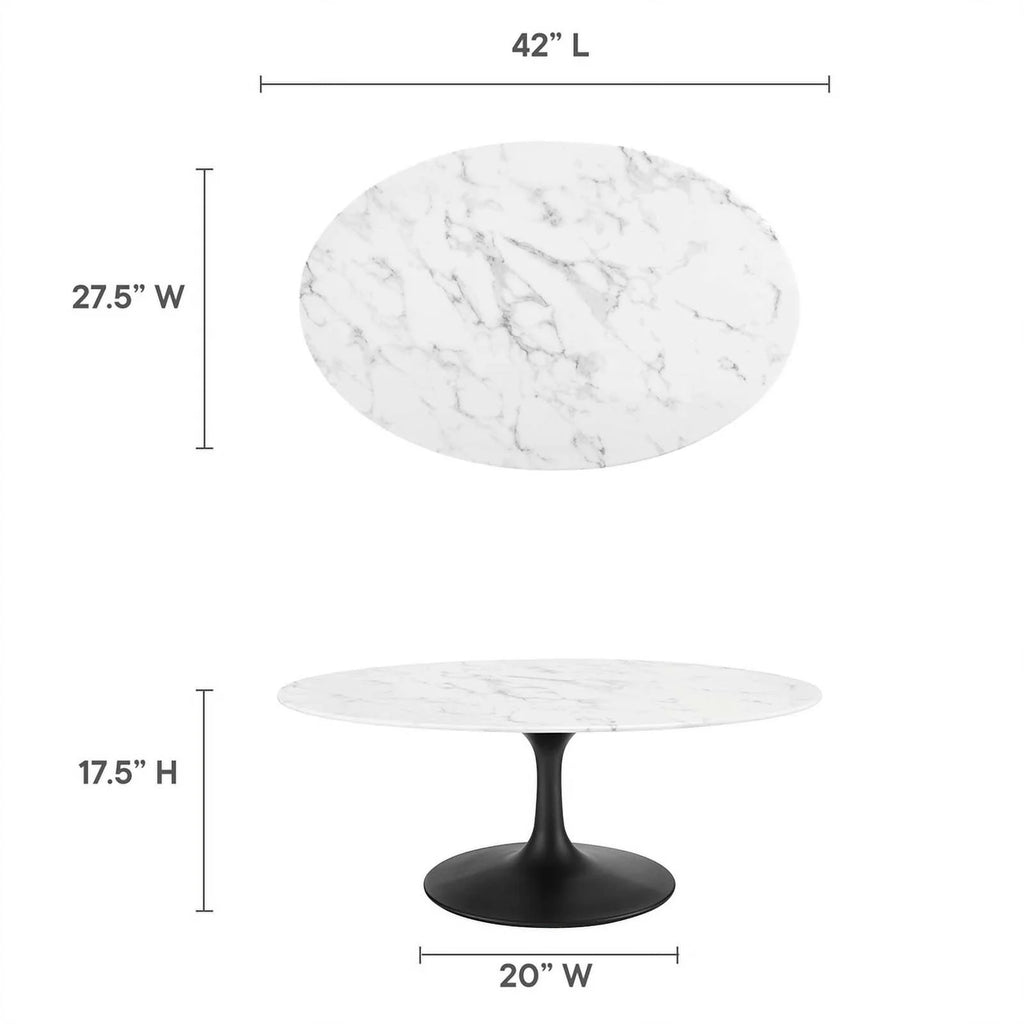 42" Oval Top Modern Metal Coffee Table O223842