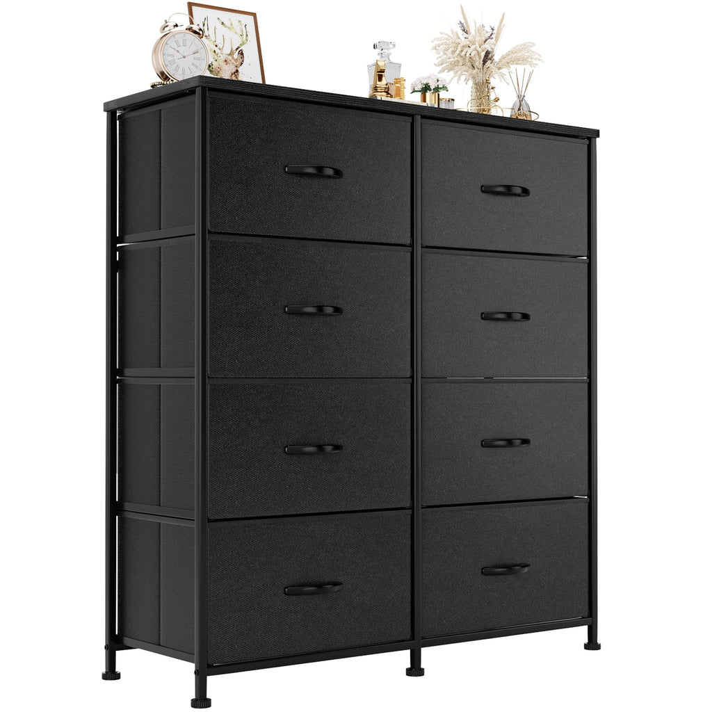 5 Drawer Fabric Dresser with Wood Top V822