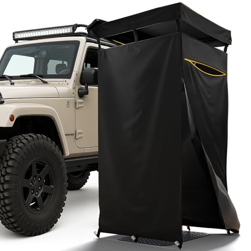 Shower Tent with Roof Rack, Foldable Floor Mat, LED Light Strip, 3.3ft*3.3ft*5.5ft J598