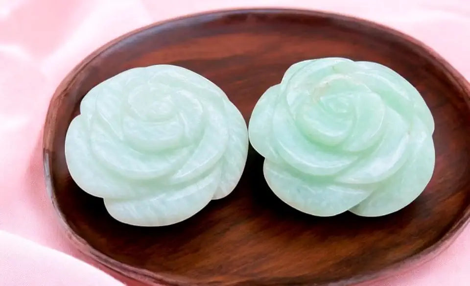 Hand Carved Amazonite Crystal Flower B9825