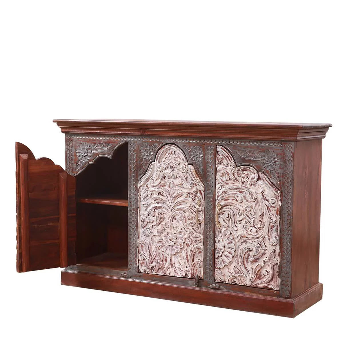 Handcrafted 2-Tone Mango Wood 3-door Sideboard Cabinet U7631