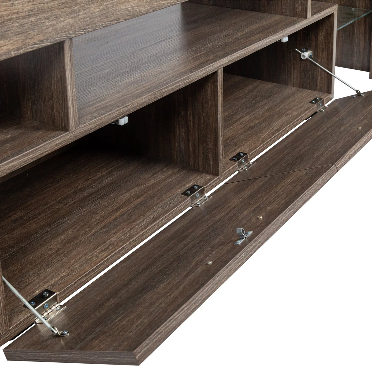 Modern LED TV Stand with 2 Drawers and Glass Shelf E463