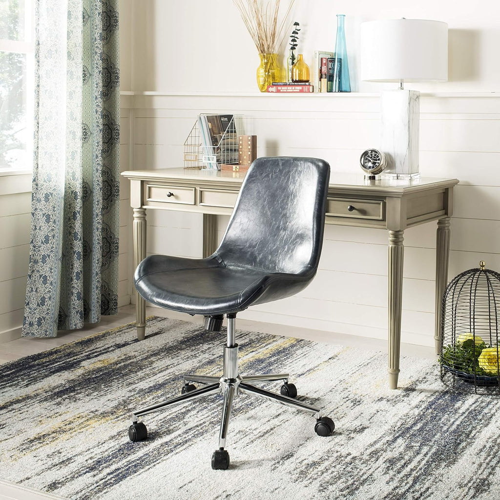 Dark Grey Faux Leather Swivel Adjustable Office Desk Chair N409