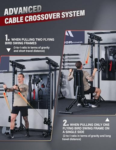 Smith Machine Squat Rack with Weight Bar, Cable Crossover Machine T5187