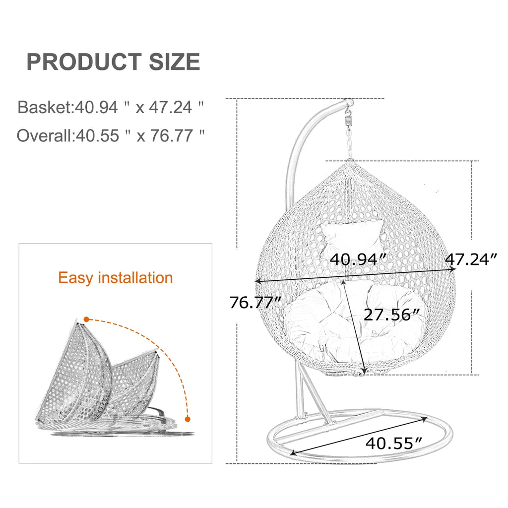 Egg Swing Chair with Stand Rattan Wicker Hanging Chair M323039
