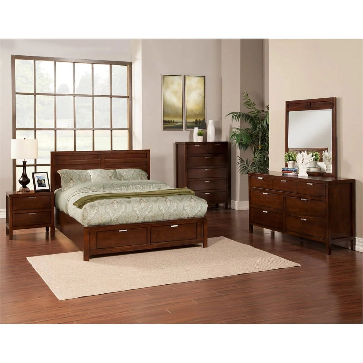 3 Piece Nightstand and California King Storage Bed Set L801