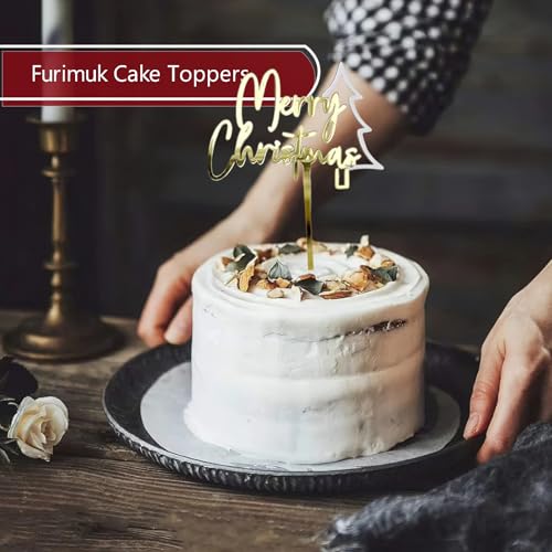 9 Pcs Gold Acrylic Christmas Cake Topper S762