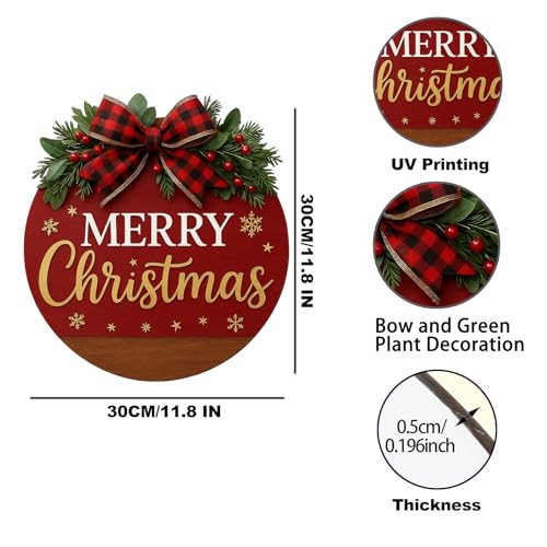 Christmas Wreath Hanging Sign with Bow C6340