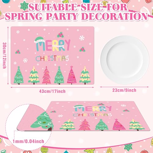 Pink Plastic Christmas Placemats Set of 6 U3171