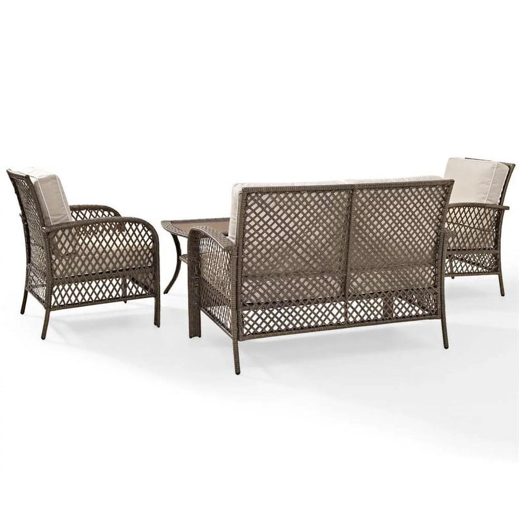 4 Piece Outdoor Wicker Seating Set with Sand Cushions L64045