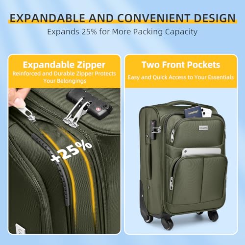 3 Piece Expandable Softside Luggage Set with TSA Lock Spinner Wheels M31012