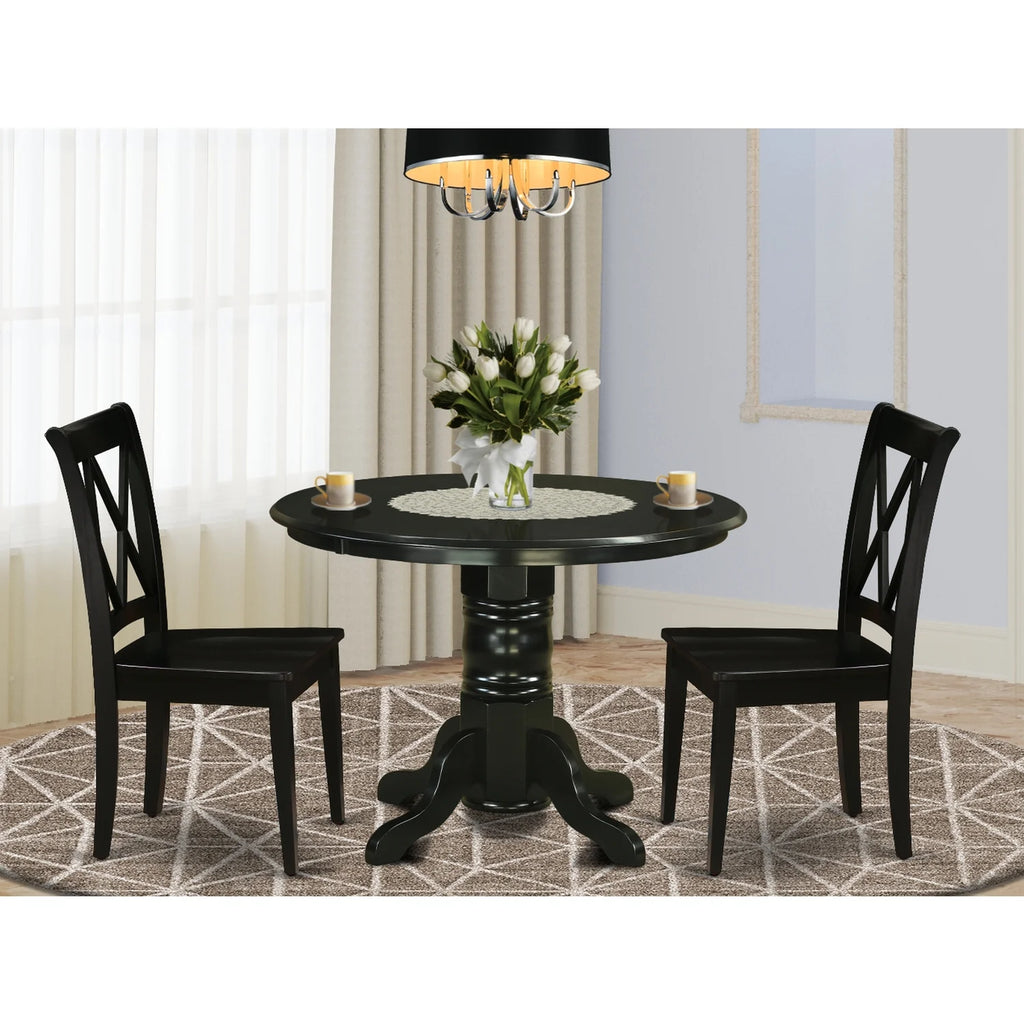 3-piece Dining Set with Wood Seat in Black Z6369