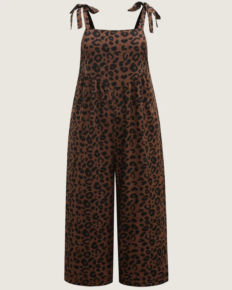 Leopard Print Jumpsuit with Square Neck X62272