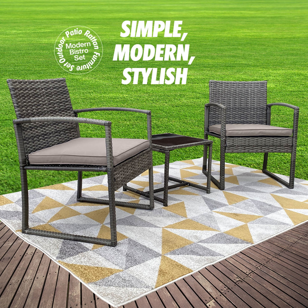 3-Piece Rattan Outdoor Coffee Table Set W4074