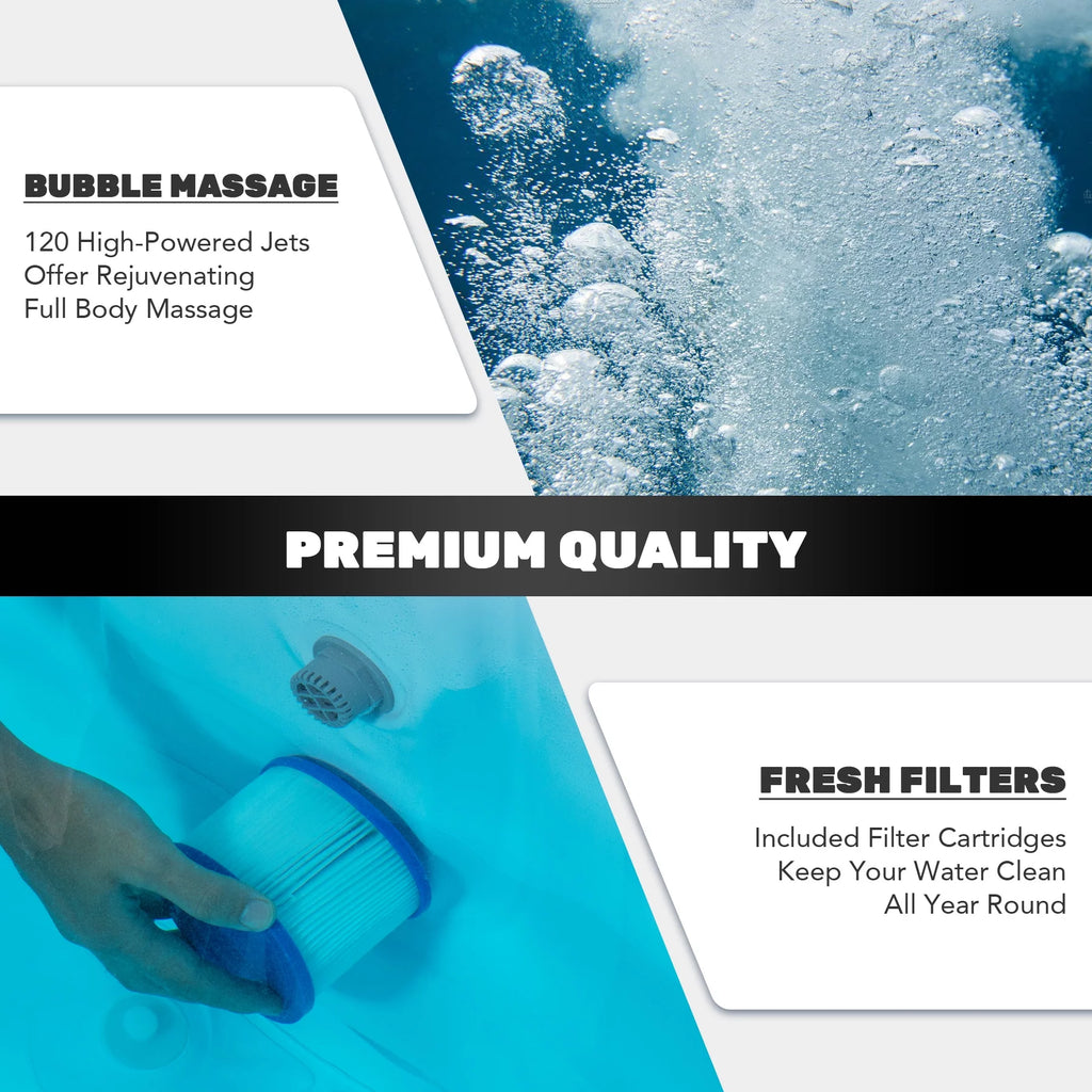 5x5ft Square Inflatable Spa Tub with 120 Massaging Jets R371