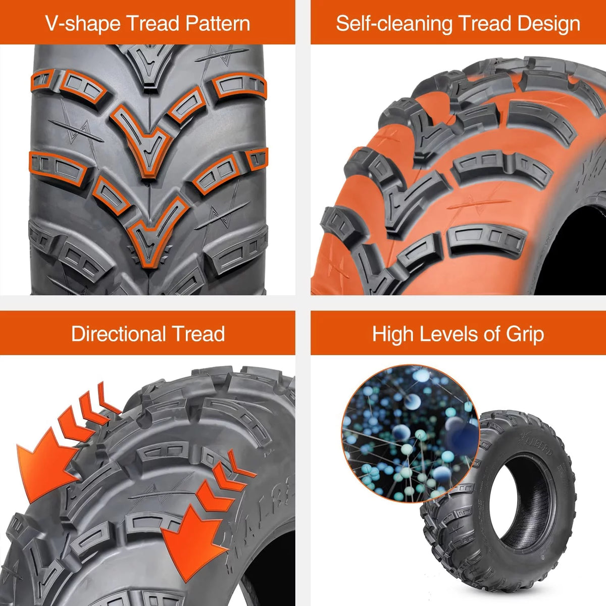 25x8-12 Front & 25x10-12 Rear All Terrain Tires Set of 4 J501