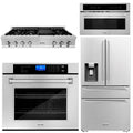 48 In. Rangetop, Refrigerator with Water and Ice Dispenser, Microwave and Wall Oven in Stainless Steel Y43031