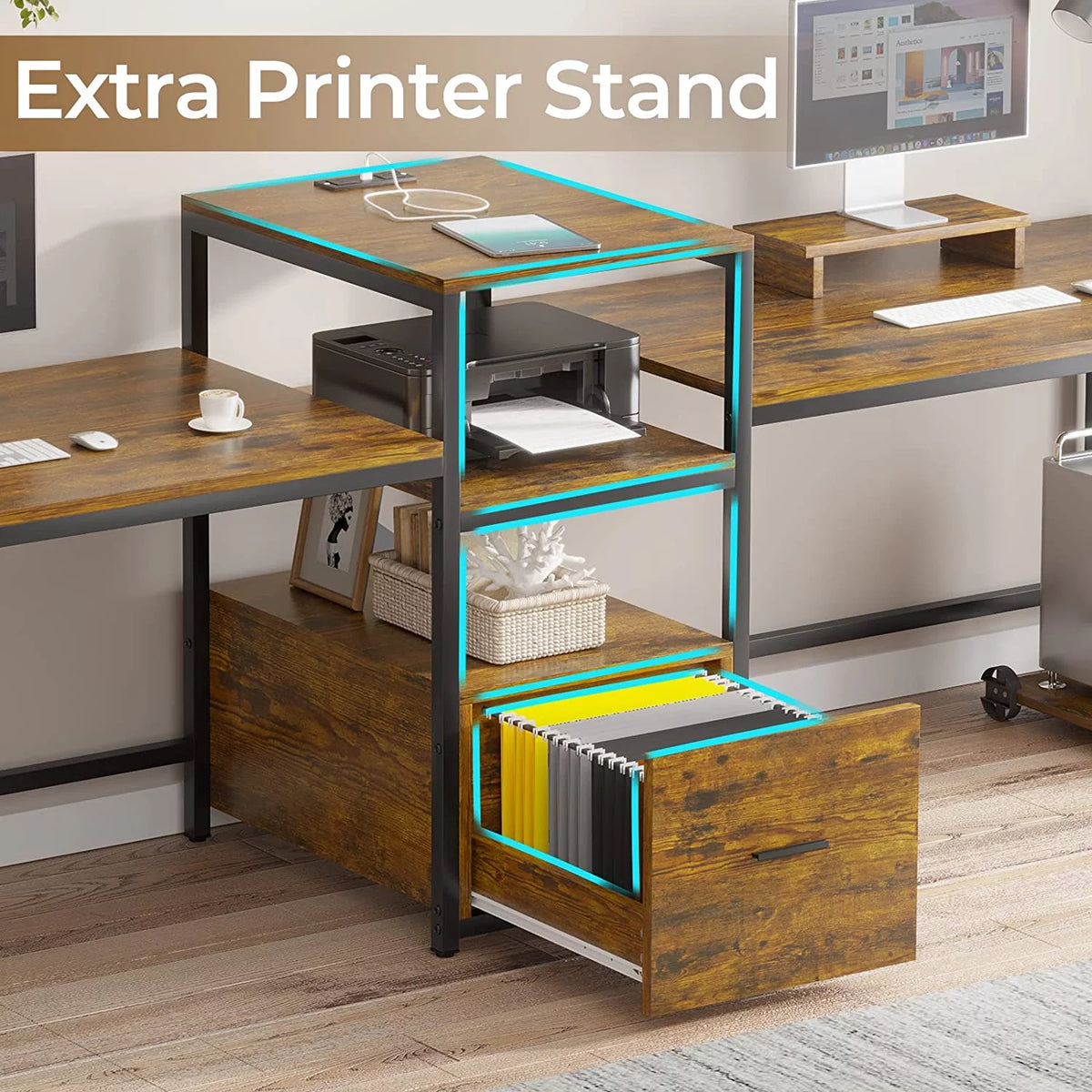 Brown Computer Desk with File Drawer and USB Port U35318