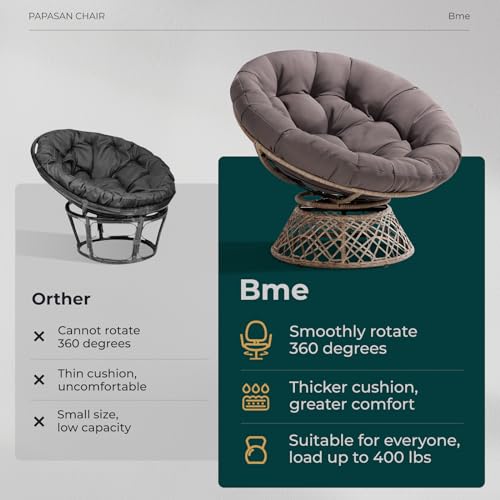 40" Ergonomic Wicker Papasan Chair with Swivel X90488